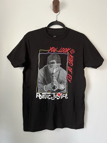 T-shirt Homme Hybrid Apparel Poetic Justice - Blanc Avec éclaboussures Rouges, Taille S, Neuf Avec étiquette (NWT)