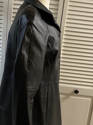 Women's Black Leather Car Coat Trench Jacket EAST 5TH NICE Matrix Urban Small - Picture 4 of 21
