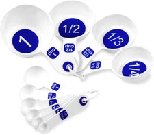 Easy to Read Plastic Measuring Cup Set, 10 Piece, white