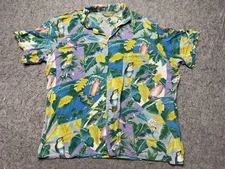 Fast Breakers Shirt Mens Large Parrot Tropical Hawaiian Button Up Camp Casual