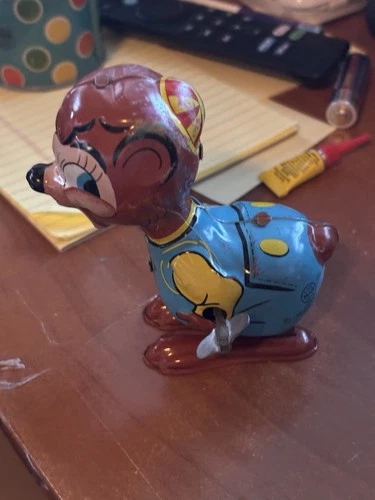 VINTAGE MARX TIN  TOY BOBBY THE HOPPING BEAR MECHANICAL WINDUP Great Shape Works