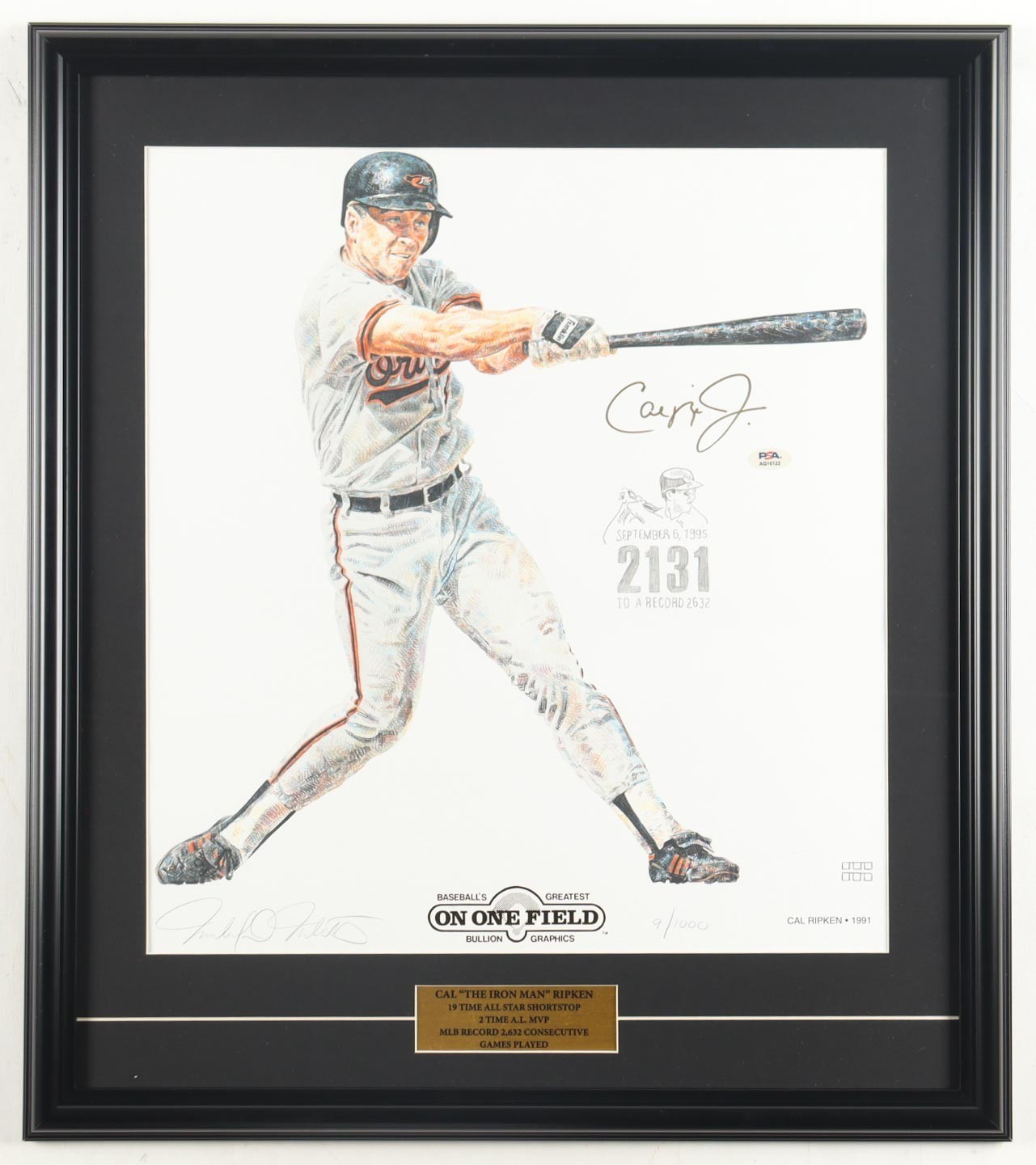 Cal Ripken Jr. Autographed Signed Baltimore Orioles "2131" Custom Framed Art Display LE JSA COA IRON MAN 