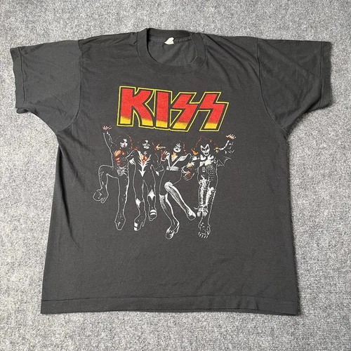 Vtg 1980s Kiss Destroyer Rock Concert Tour T-shirt Mens L Si 1980s vintage concert t-shirt, vintage, single stitch, B+ condition