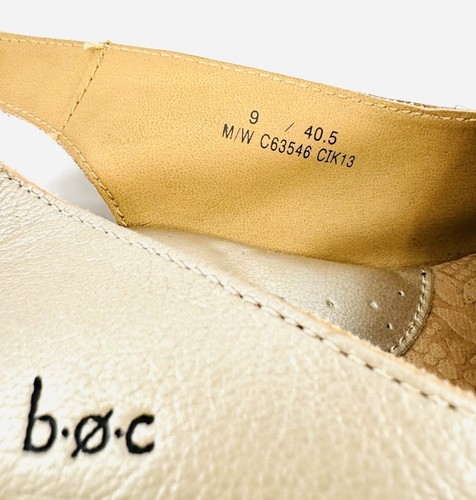 Born Boc Womens Flower Cork Wedge Sandals Size 9 Gold Metallic Leather - Picture 10 of 10