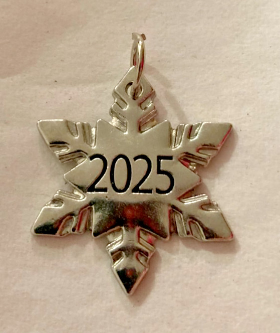 Dated 2025 Snowflake Shaped Charm to add to your Christmas Ornament - Silver