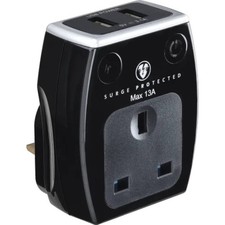 Image of Masterplug Surge Protected Power Adaptor with 2 USB Charging Points