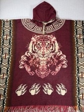 Native Handicrafts Alpaca Poncho Hoodie Tiger Tribal Ecuador