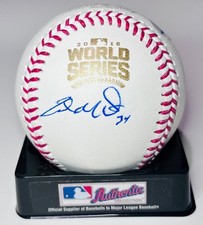 ZACH McALLISTER Signed 2016 World Series Baseball ALA F12299