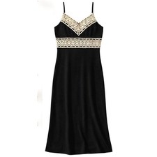 Ann Taylor Black Spaghetti Strap Empire Waist Dress Crochet Detail Size 8
