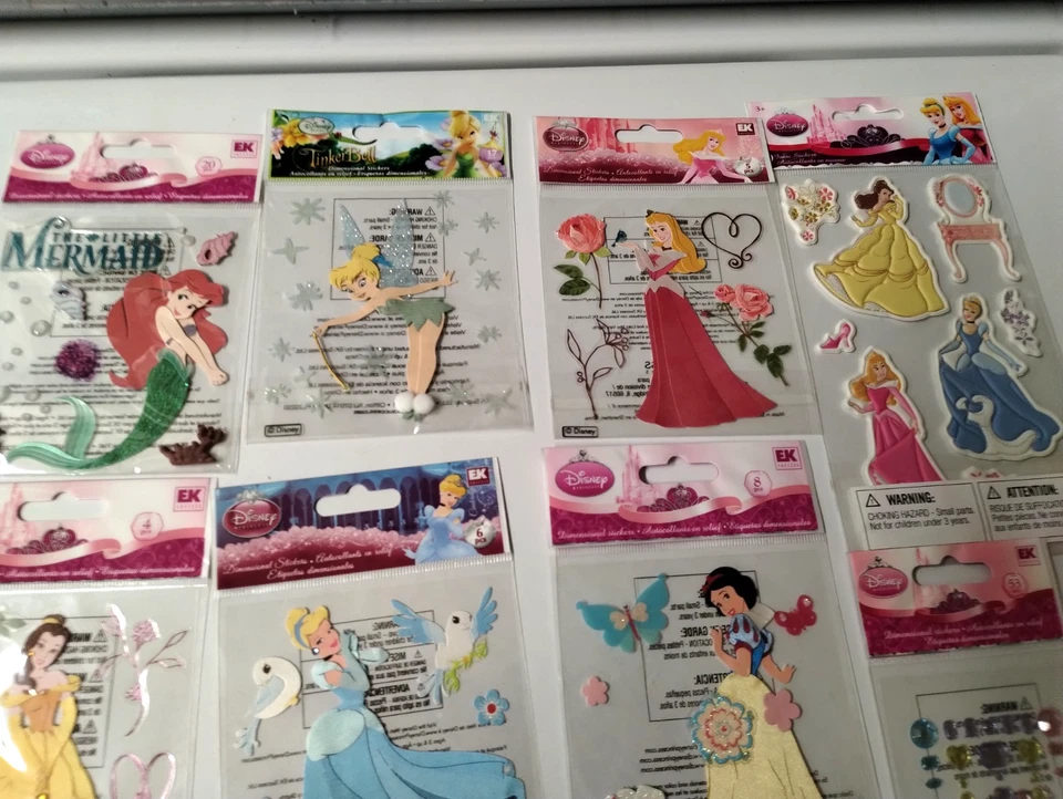 Disney Princess  Scrapbook Sticker Lot  Ariel Belle Snow White Cinderella + more - Image 2 of 4
