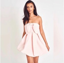 Loveshackfancy dress pink strapless with bow in front