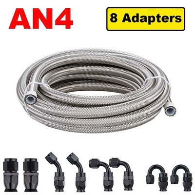 Fuel Line Hose Fitting Kit 3M AN4 Stainless Braided Hose w/ Swivel Hose Ends