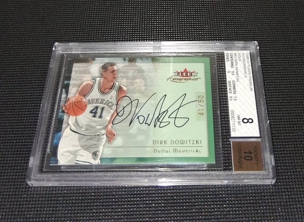 2000-01 Fleer Premium Autographics Gold Dirk Nowitzki 41/50 Jersey Number!