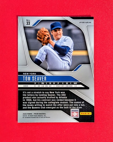 🔥Tom Seaver -2025 Panini Prizm Baseball Green Prizm New York Mets #33 HOF - Picture 2 of 2