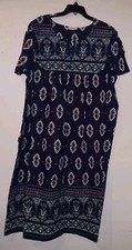 Loungees Floral Boho Muumuu Patio Dress Size 2X, Navy Pockets Cotton New
