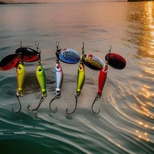  5 CUCCHIAINI DA PESCA ESCA ROTANTE SPOON  SPINNING TROTA METAL JIG JIGGING 10g