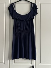 George Plus Size 20 Navy off cold shoulder style pompom trim VGC 