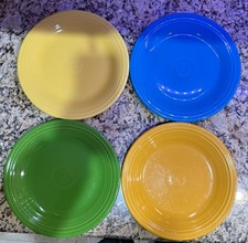 4 Fiesta Ware Assorted Color 10 1/2  Dinner Plates  USA Homer Laughlin  XLNT