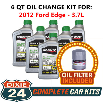 Fits: 2012 Ford Edge 3.7L 6,000 Mile Synthetic Oil & Filter Kit (5W-30)