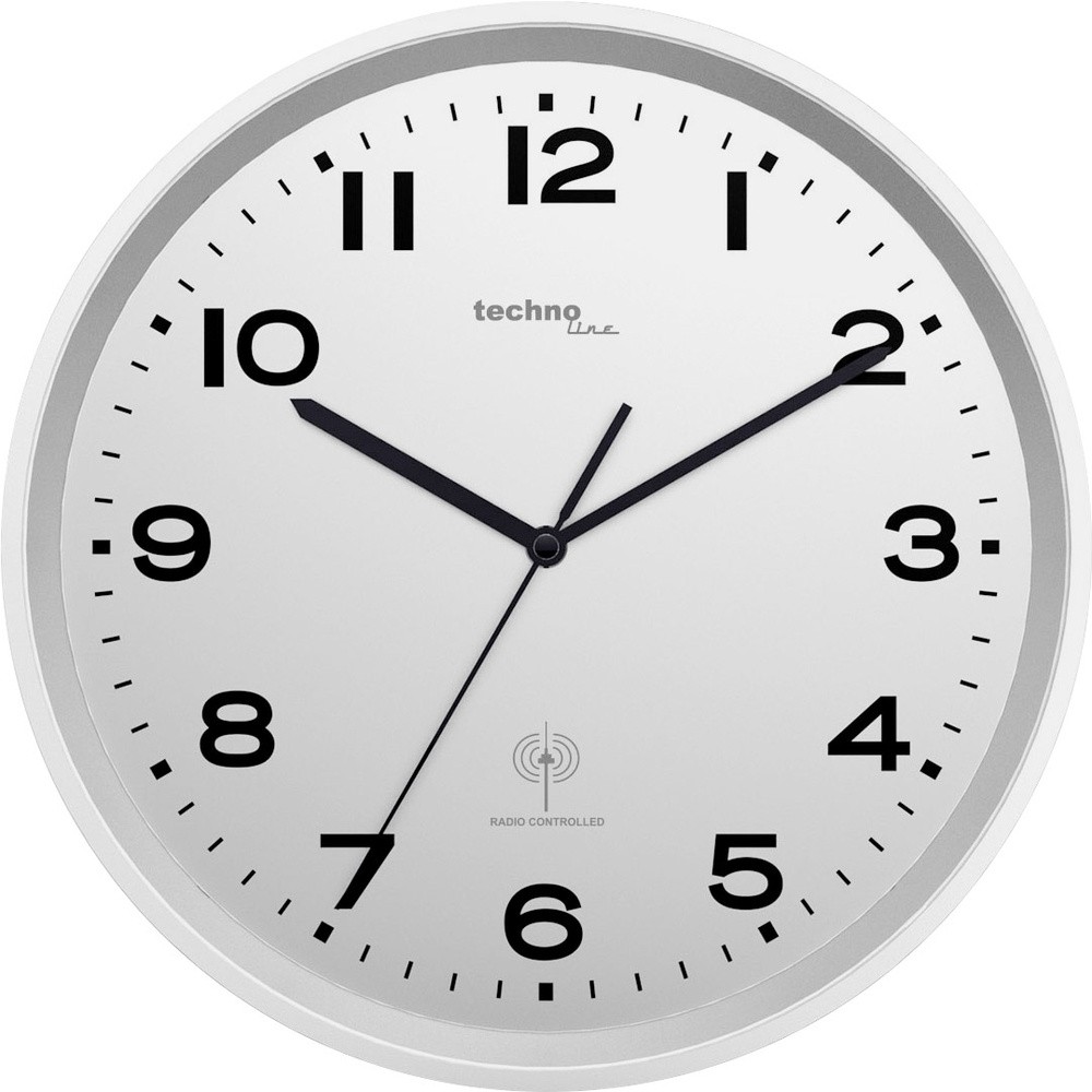 Techno Line WT 8500-2 silber Funk Wanduhr 30  x 4,1  Silber
