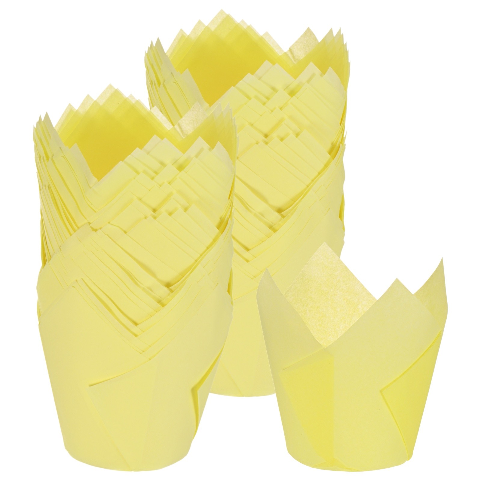 100-Pack Tulip Cupcake Liners, Greaseproof Paper Baking Cups for Party[Yellow]