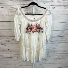 Free People Sunbeam Off the Shoulder Mini Dress Embroidered Boho Medium NWOT