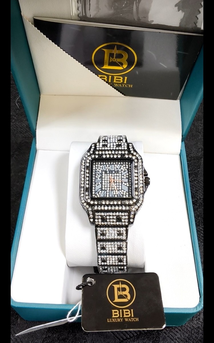 BIBI Luxury Diamond Pattern Iced Out Black & Silver  display picture 2