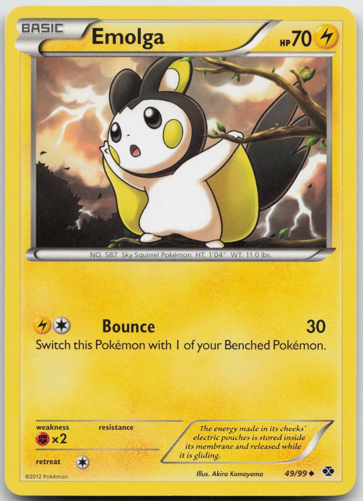 Emolga Uncommon Lightning Next Destinies 49/99 LP 2012 Akira Komayama Regular