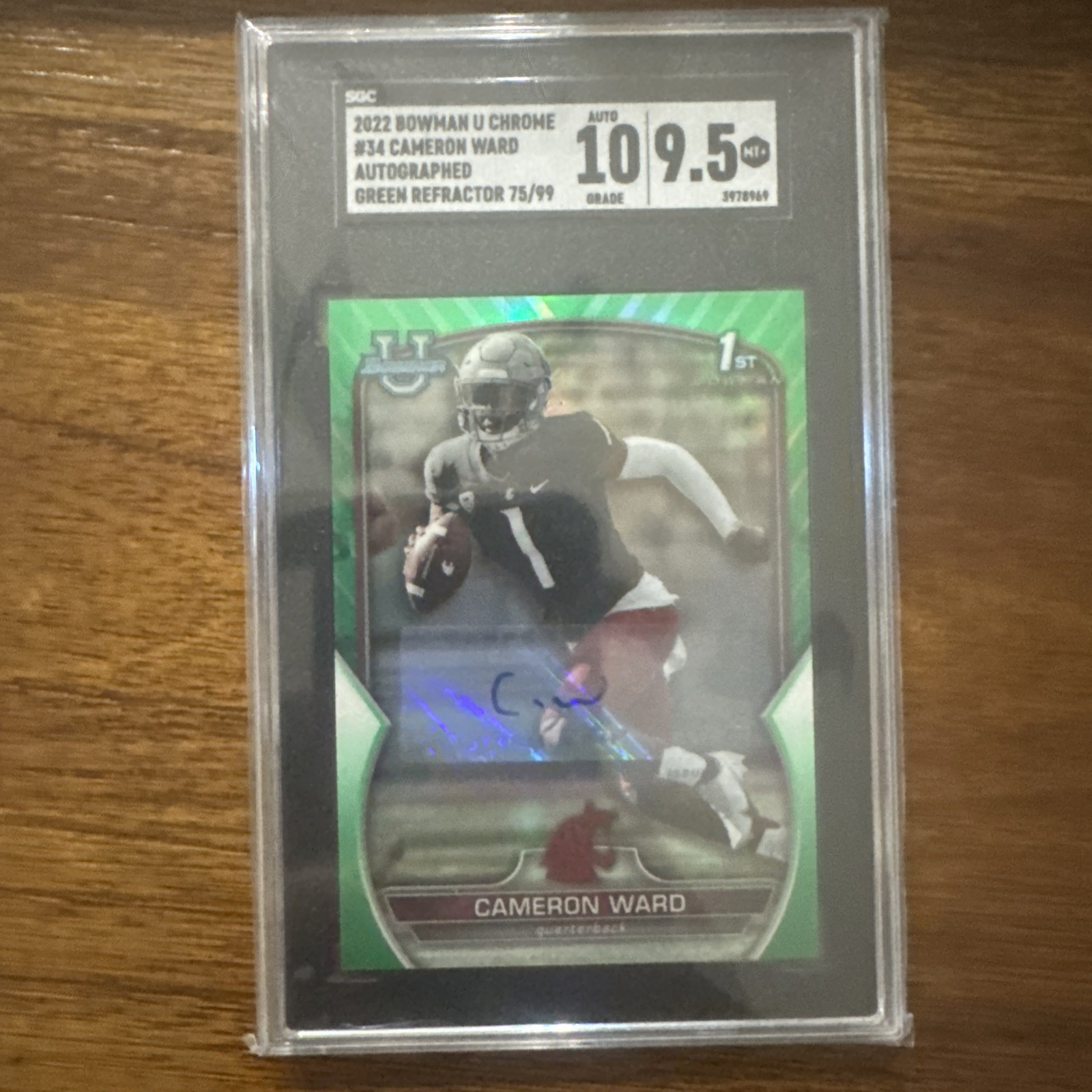 Cameron Ward 2022 Bowman U Chrome 1st Prospect Green Refractor RC Auto SP #/99