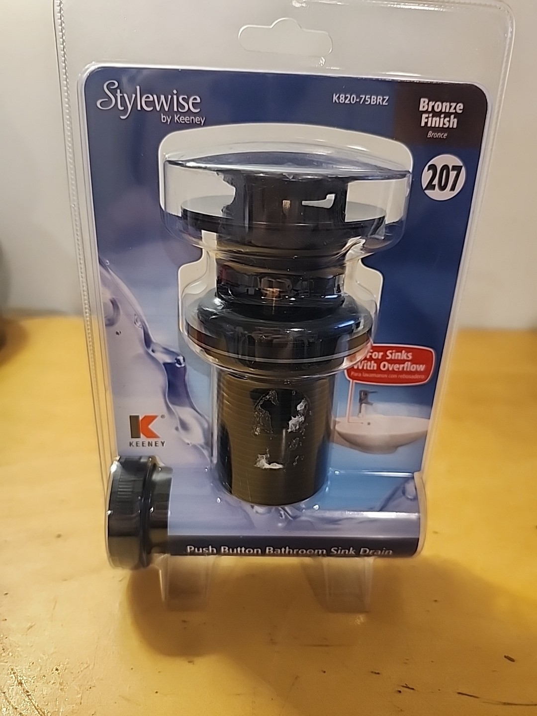 Keeney K820-76BRZ Universal Push Button Bathroom Sink Drain Without Overflow 207