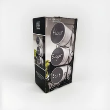 Blue Harbor 3pc Glass Canister Set with Chalkboard Lids & Decorative Rack