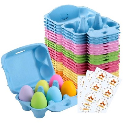 36-Pack Chicken Egg Containers - Colorful Labels
