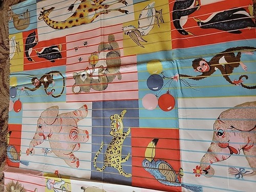 Vintage Fabric Zoo Novelty Elephant Camel Lion Tucan Monkey Seal Kangaroo 47x30 - Picture 3 of 6
