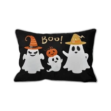 14x20 Durable Halloween Boo Ghost Velvet Throw Pillow for Fall Halloween Décor