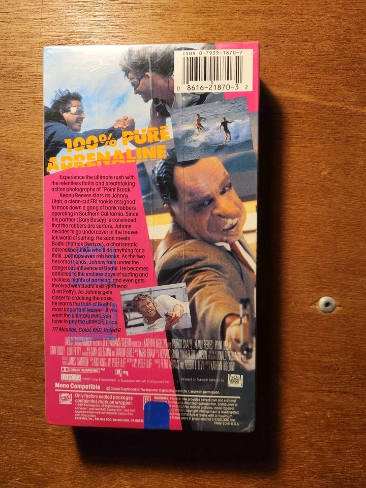 *Point Break* VHS Tape 1995 SEALED With WATERMARKS And Security Seal  - Image 2 of 4