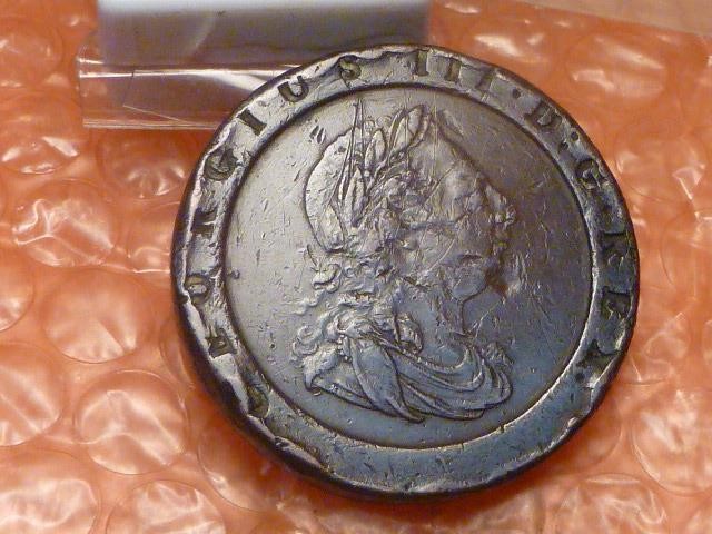 Original 1797 George III Colonial Times Cartwheel TWOPENCE Coin Detail #4