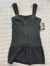 Art Class Girls Youth Small 6/7 Black Sleeveless Button Front Drop Waist Dress