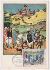 France Carte maximum 1965 Y&T 1457 Obli Chantilly Les très riches heures du Duc