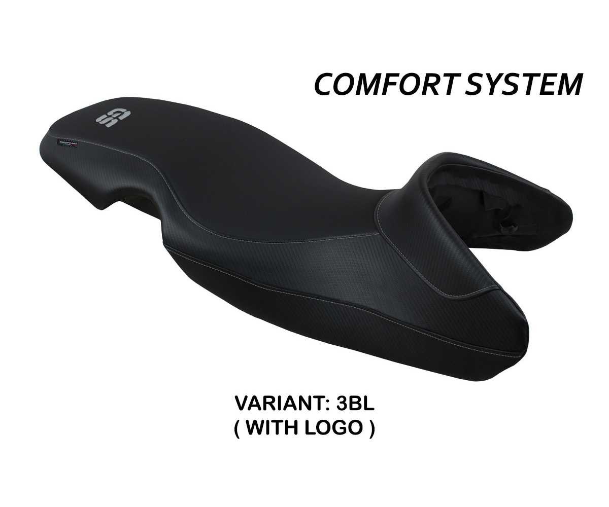 Seat saddle cover Mogan Comfort Sys Black BL + logo TPZ BMW F 650 GS 2000 2007
