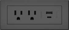 RDZCBK Radiant Furniture Power Center with USB, Recessed Power Strip, 2 Outlets,