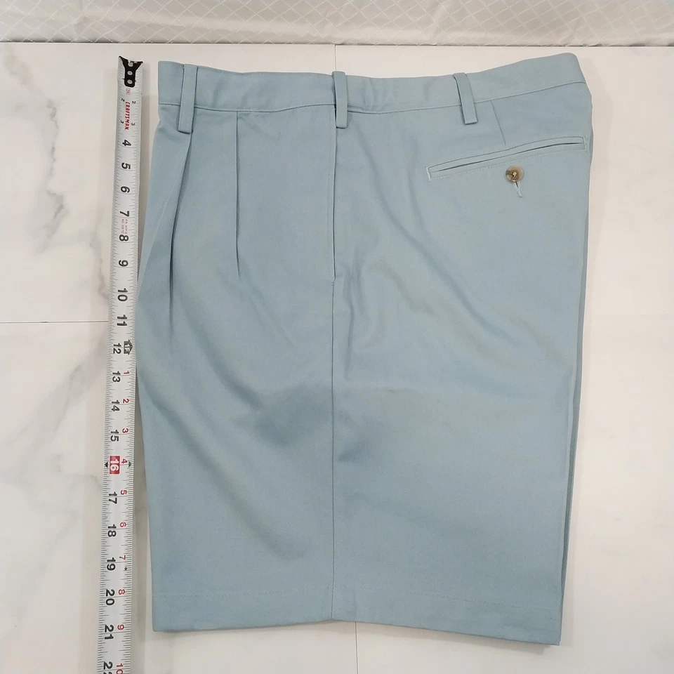 Pantalones Cortos de Vestido Vintage Lands" End Plisados Azul Claro Talla 38 Ajuste Tradicional Foto 3 de 4