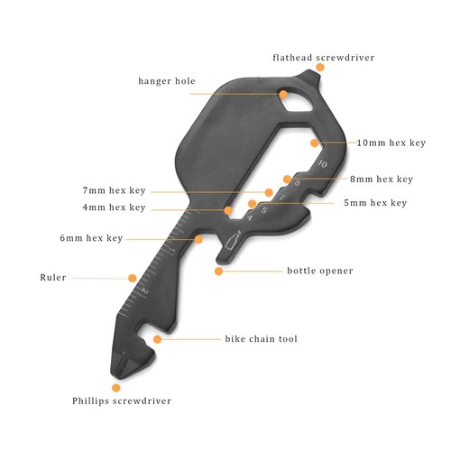 13 Tools In 1 Bottle Opener Keychain Stainless Steel Multitool Mini Key Shape... - Picture 2 of 5