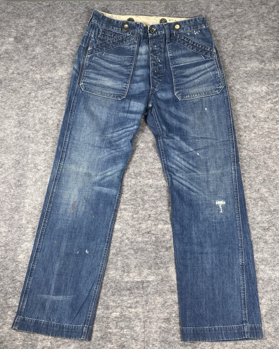 RARE RRL Double RL Naval Jeans Mens 32x32 Distressed Selvedge