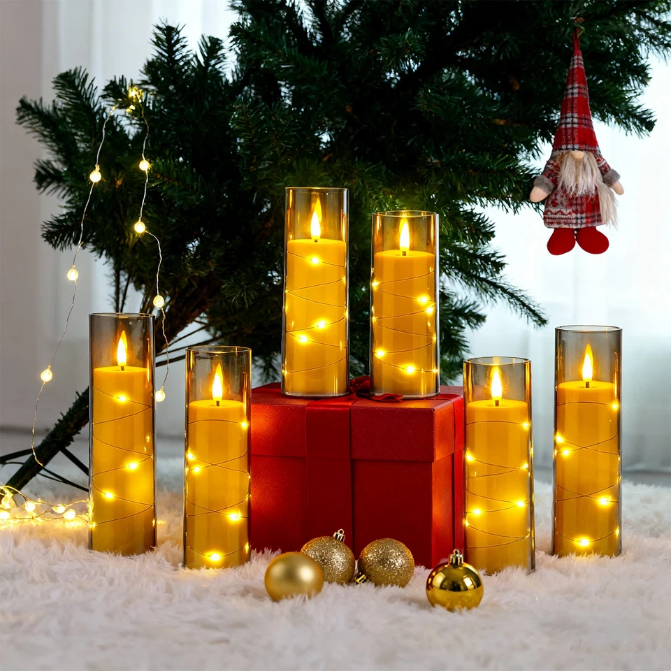 5x LED Kerzen lichter mit Timer Fernbedienung Kupfer Fadenlampe Teelichter NEW - Bild 3 von 4