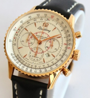 BREITLING Watch SOLID GOLD, H41330 NAVITIMER MONTBRILLANT, NEW BREITLING STRAP!!