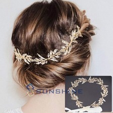 Bride Flower Wedding Hair Vine Leaf Hair Piece Pearl Bridal Headpiece Rhinestone