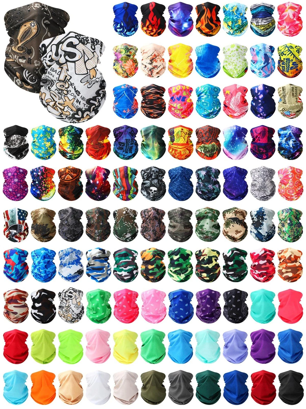 100 Pcs Bulk Neck Gaiters for Men Women Balaclava UV Face Mask Headband Face ...