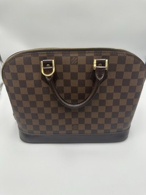 Louis Vuitton Damier Ebene Alma PM Zip Handbag Padlock Gold Hardware