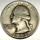 1953 S Washington 90% Silver Quarter Circulated Condition 25c US Coin - 2849