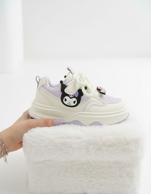 Girl Sneakers Cute Kids Shoes Lightweight Comfortable White&Purple Color